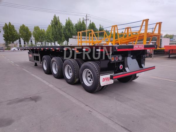 Completed flatbed trailer prepared for Dakar shipment