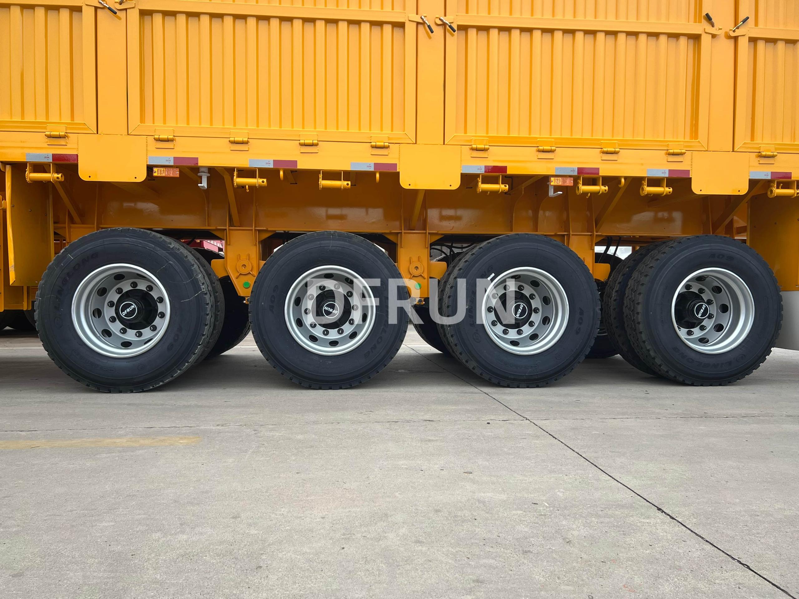 Four-axle sidewall trailer chassis and suspension