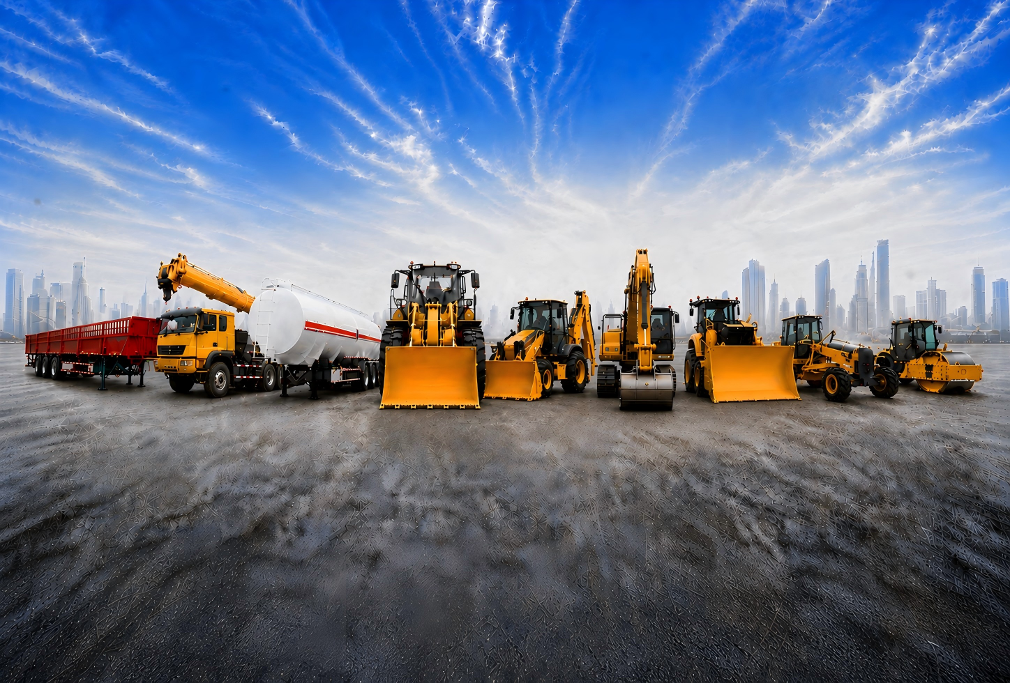 Industrial construction equipment working on site