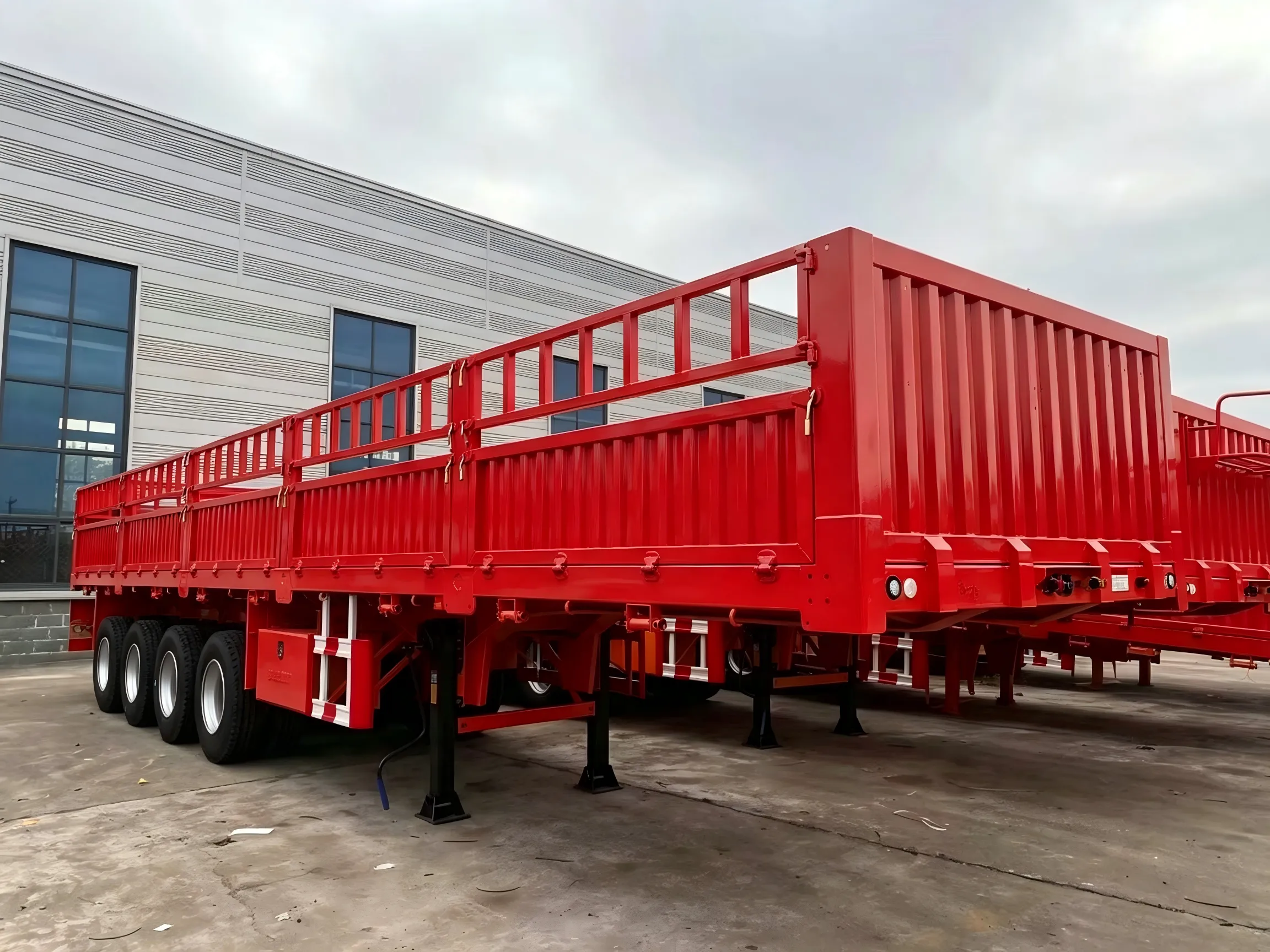 4 Axles Flatbed Stake Trailer